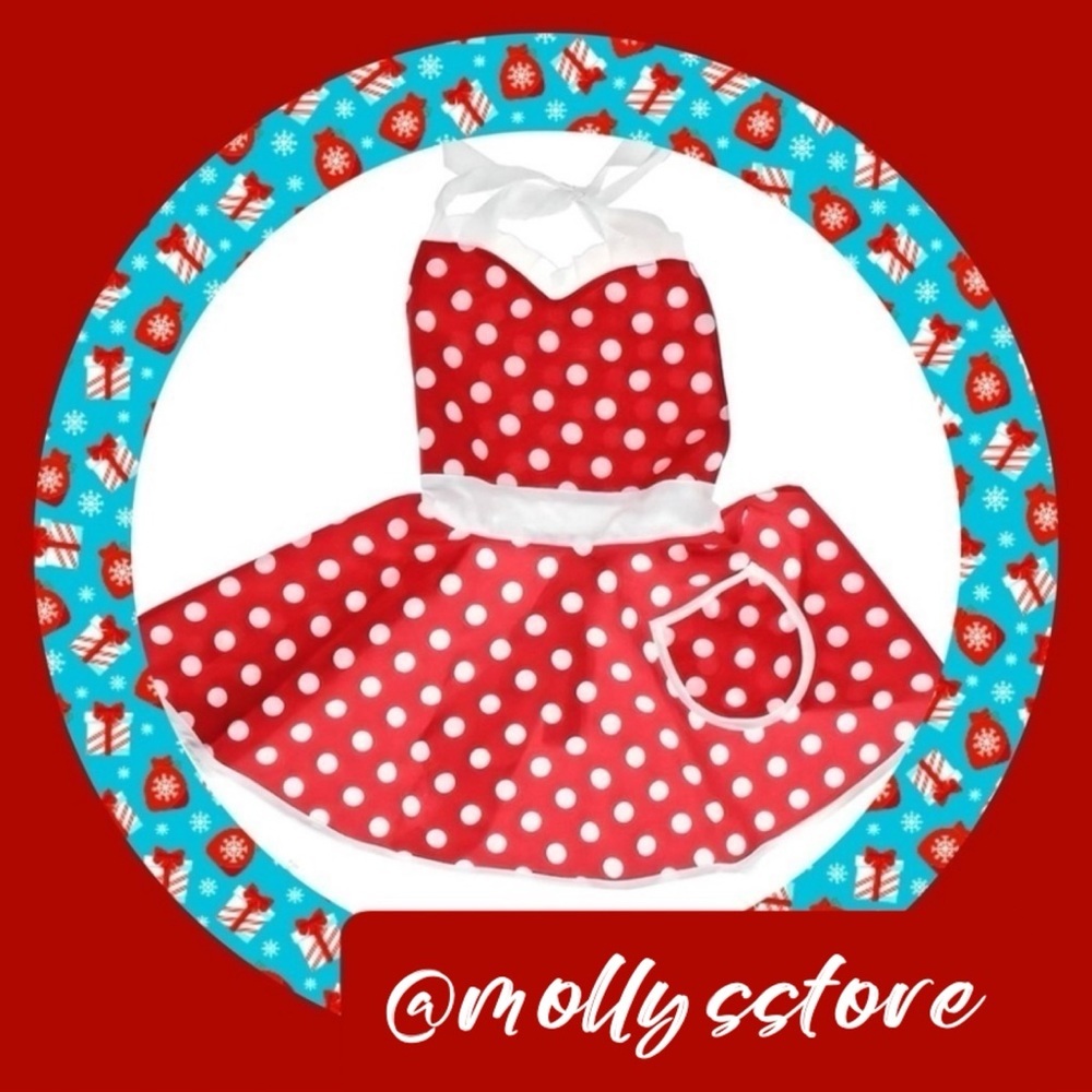 Last One! ❄️ New Woman’s Polka Dots Christmas/Holiday Apron, Red & White
